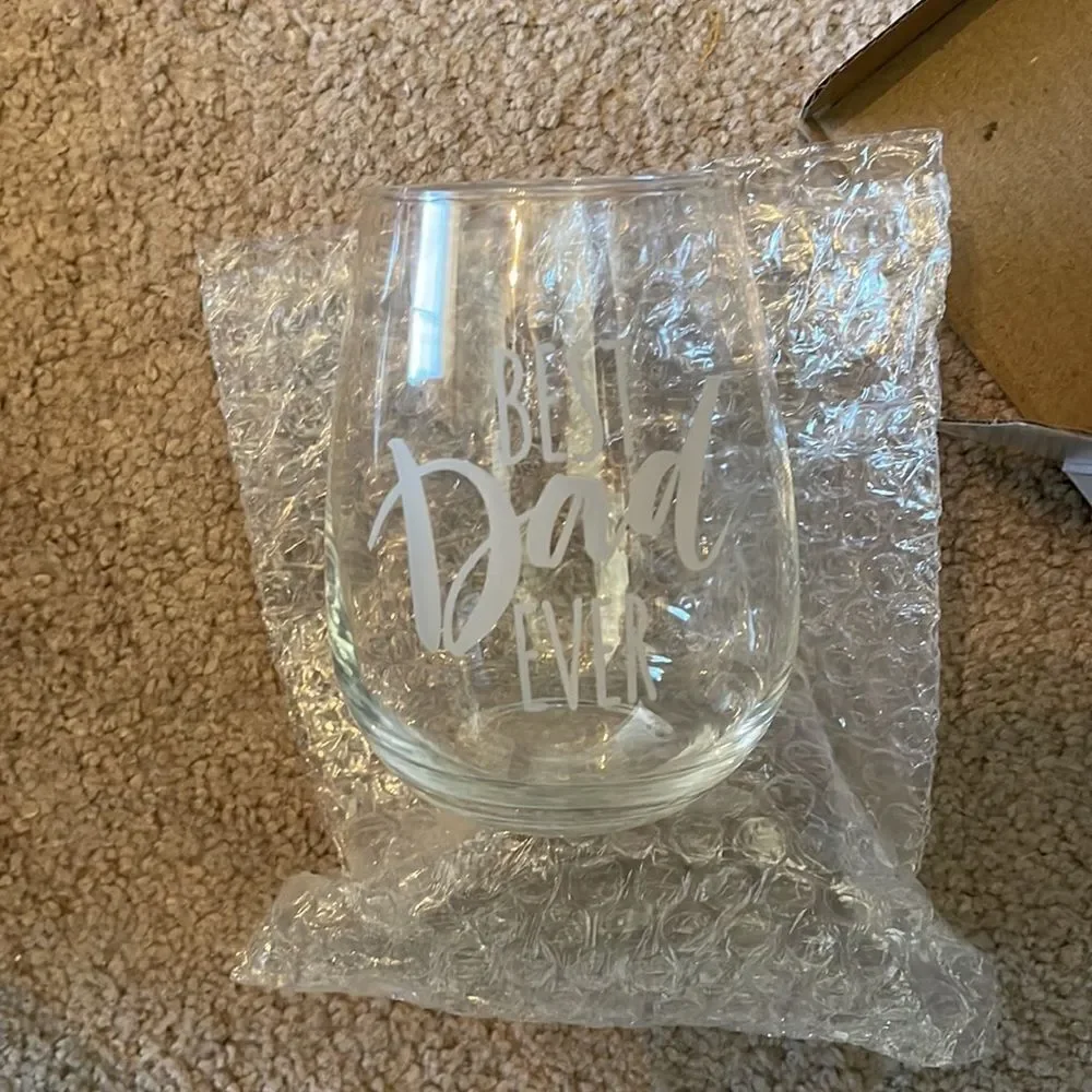 Best Dad Ever‎ Stemless Wine Glass, 15oz, Dad Gifts for men, Birthday Gift